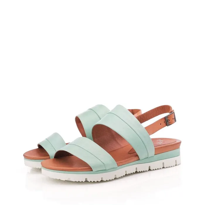 Wedge Sandals Women Moda In Pelle Okarinna Mint Leather