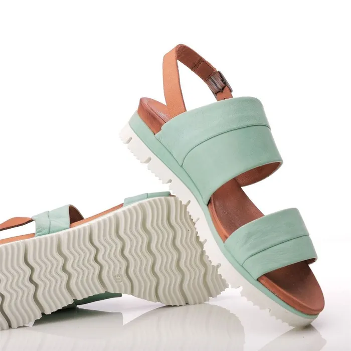 Wedge Sandals Women Moda In Pelle Okarinna Mint Leather