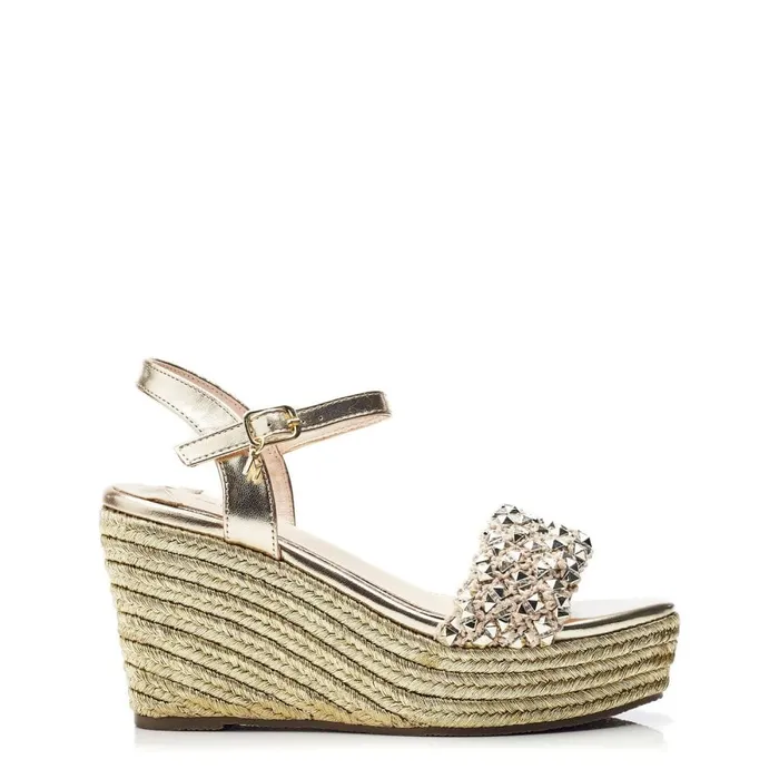 Wedge Sandals Women Moda In Pelle Paysen Gold Porvair