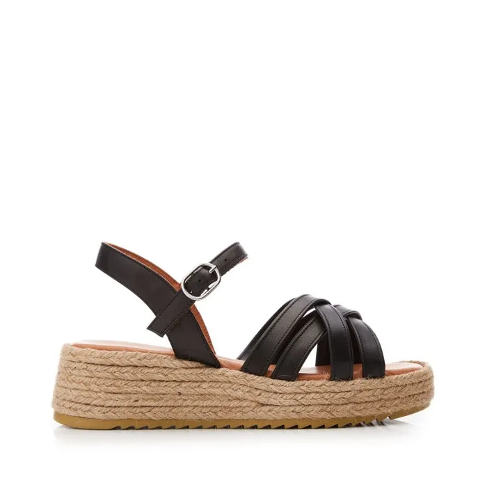 Wedge Sandals Women Moda In Pelle Sh Abrielle Black Leather