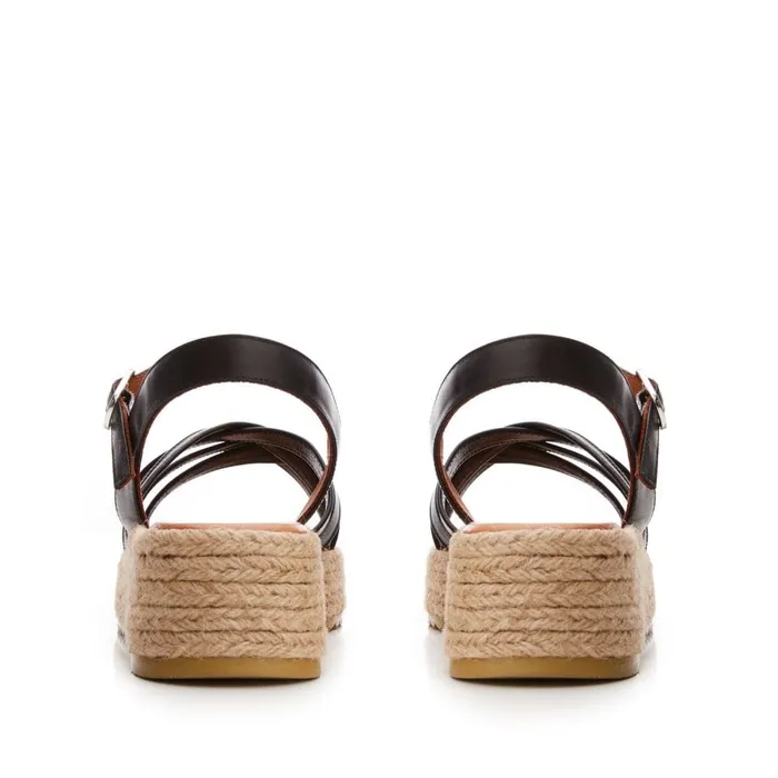 Wedge Sandals Women Moda In Pelle Sh Abrielle Black Leather