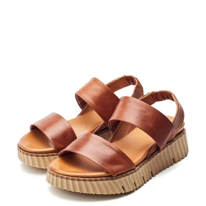 Wedge Sandals Women Moda In Pelle Shoon Sh Indiana Tan Leather