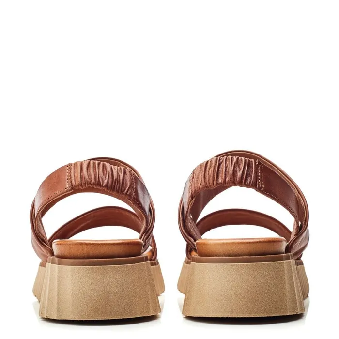 Wedge Sandals Women Moda In Pelle Shoon Sh Indiana Tan Leather
