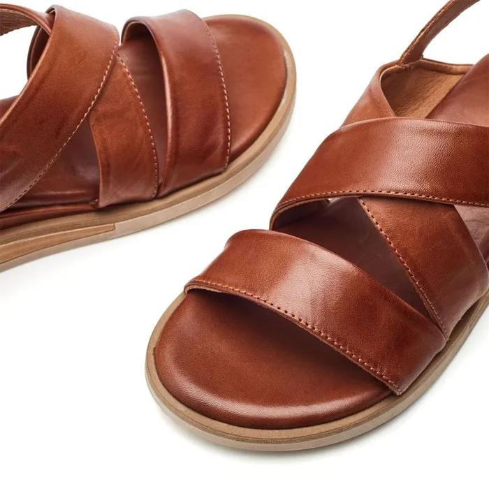 Wedge Sandals Women Moda In Pelle Shoon Sh Iranna Tan Leather