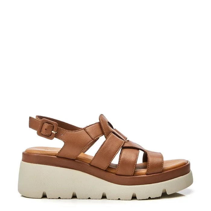 Wedge Sandals Women Moda In Pelle Shoon Sh Strake Tan Leather