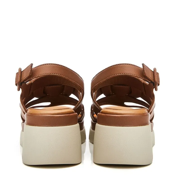 Wedge Sandals Women Moda In Pelle Shoon Sh Strake Tan Leather