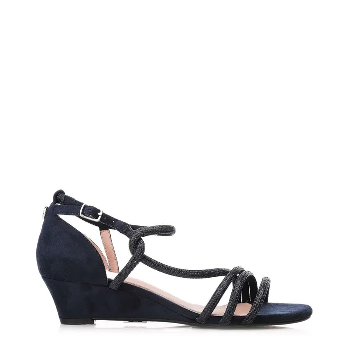 Wedge Sandals Women Moda In Pelle Yazmina Navy Alcantara