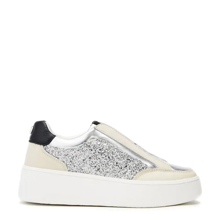 Wedge Trainers Women Moda In Pelle Belda Silver Porvair