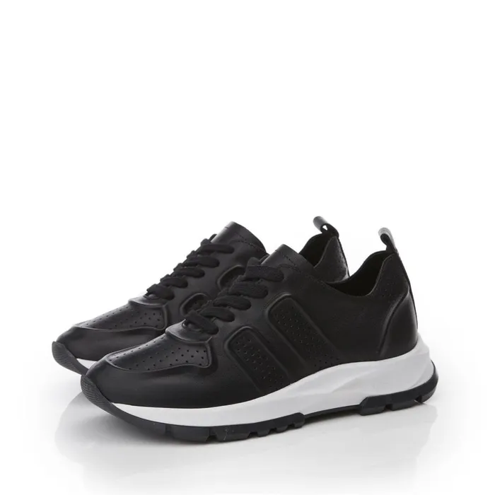 Wedge Trainers Women Moda In Pelle Shoon Sh Indigo Black Leather Wedge Trainers Women Moda In Pelle Shoon Sh Indigo Black Leather