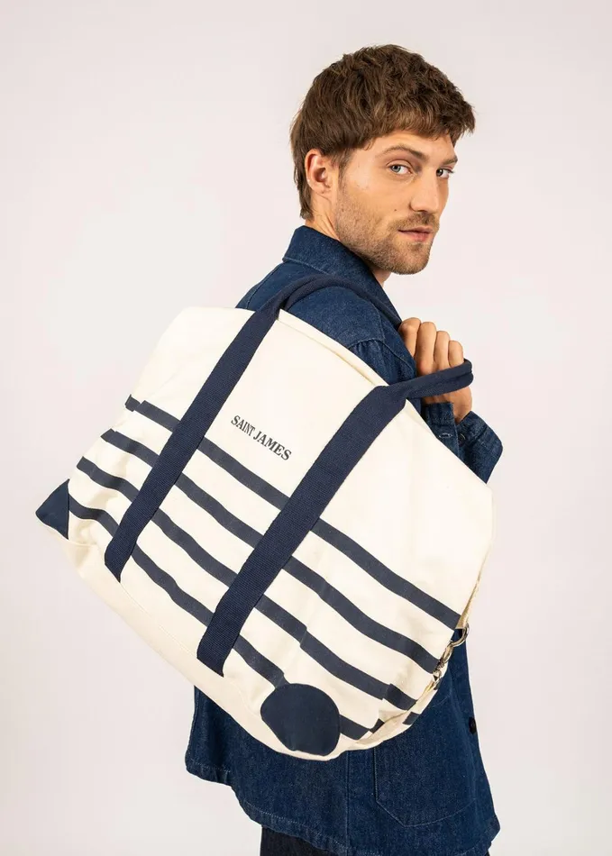 Week End Bag Striped Duffle Bag 100 Cotton Ecrunavy Women Saint James Bags