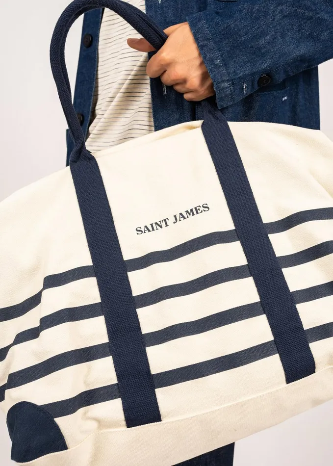 Week End Bag Striped Duffle Bag 100 Cotton Ecrunavy Women Saint James Bags