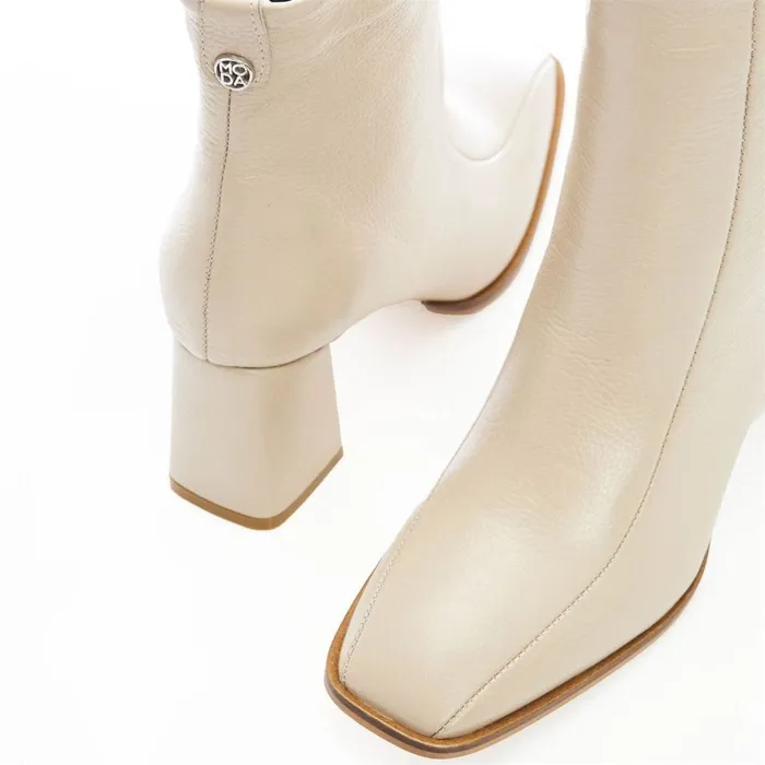 White Boots Women Moda In Pelle Adelane Off White Leather