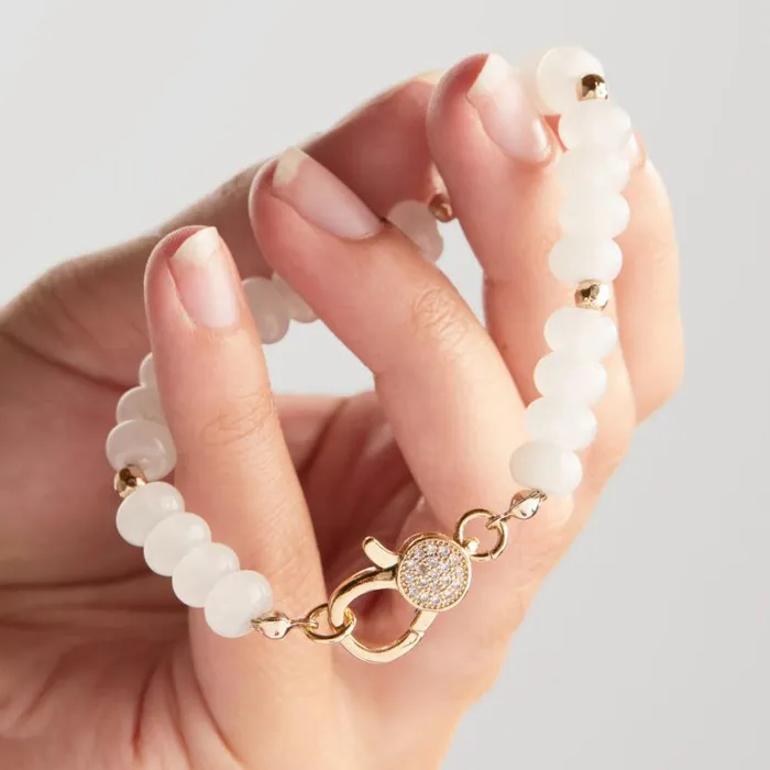 White Jade Caribiner Bracelet Gold Women Alex And Ani Luck Prosperity