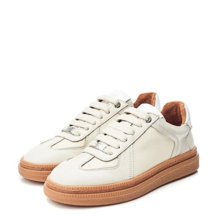 White Trainers Women Moda In Pelle Anilla Off White Leather