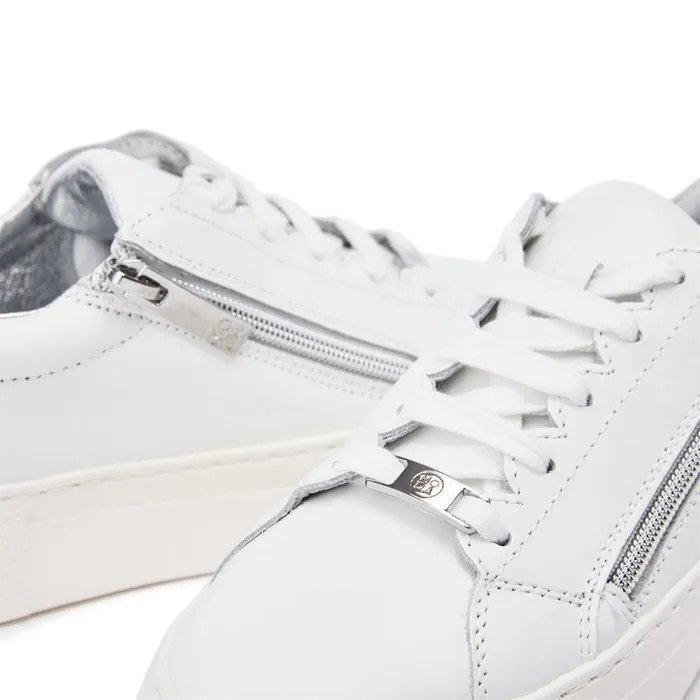 White Trainers Women Moda In Pelle Balize White 8211 Silver Leather