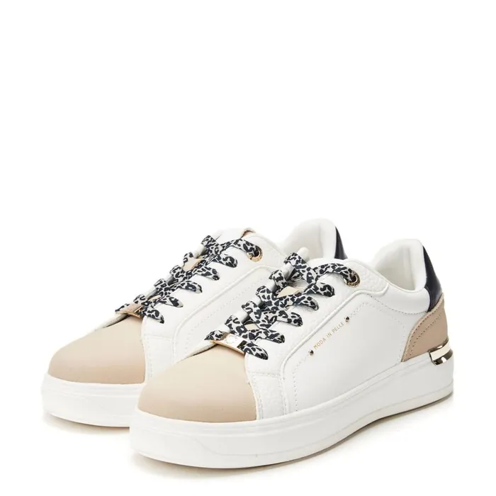 White Trainers Women Moda In Pelle Berneen White Leopard Porvair