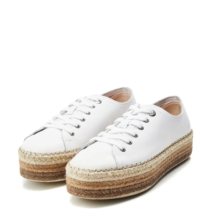 White Trainers Women Moda In Pelle Braidee White Taupe Leather