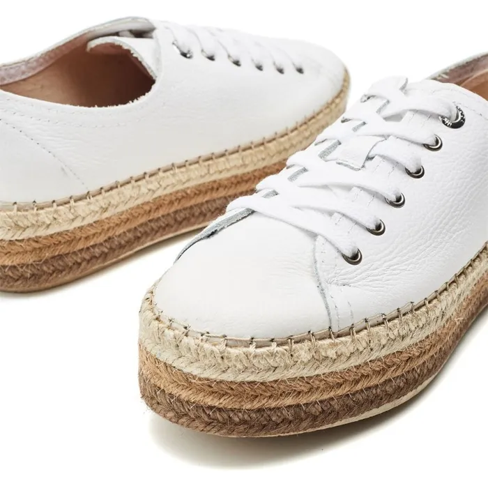 White Trainers Women Moda In Pelle Braidee White Taupe Leather
