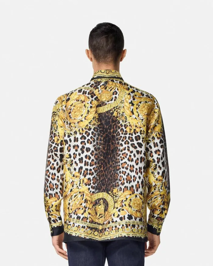Wild Barocco Illusion Silk Shirt Print Men Versace Shirts