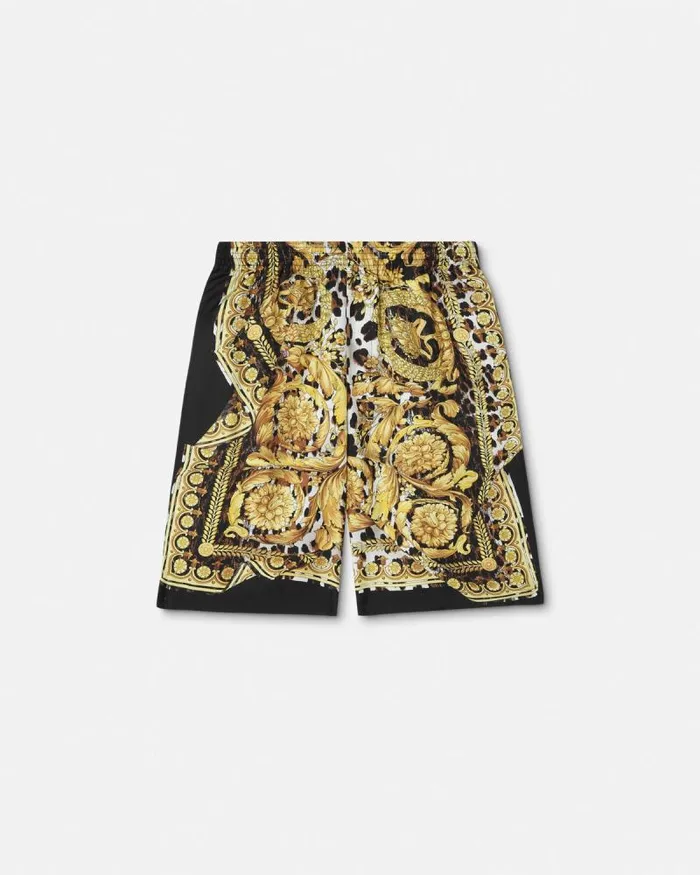 Wild Barocco Illusion Silk Shorts Print Men Versace Pants and Shorts