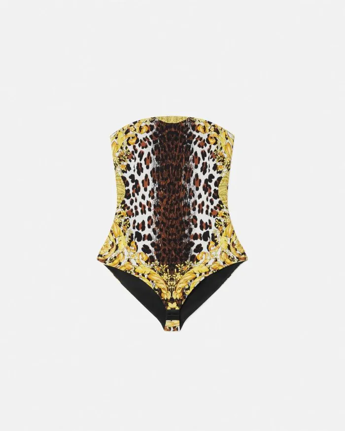 Wild Barocco Silk Cady Corset Bodysuit Print Women Versace Shirts and Tops