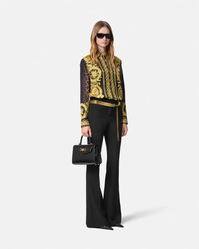 Wild Barocco Silk Shirt Animalier Women Versace Shirts and Tops