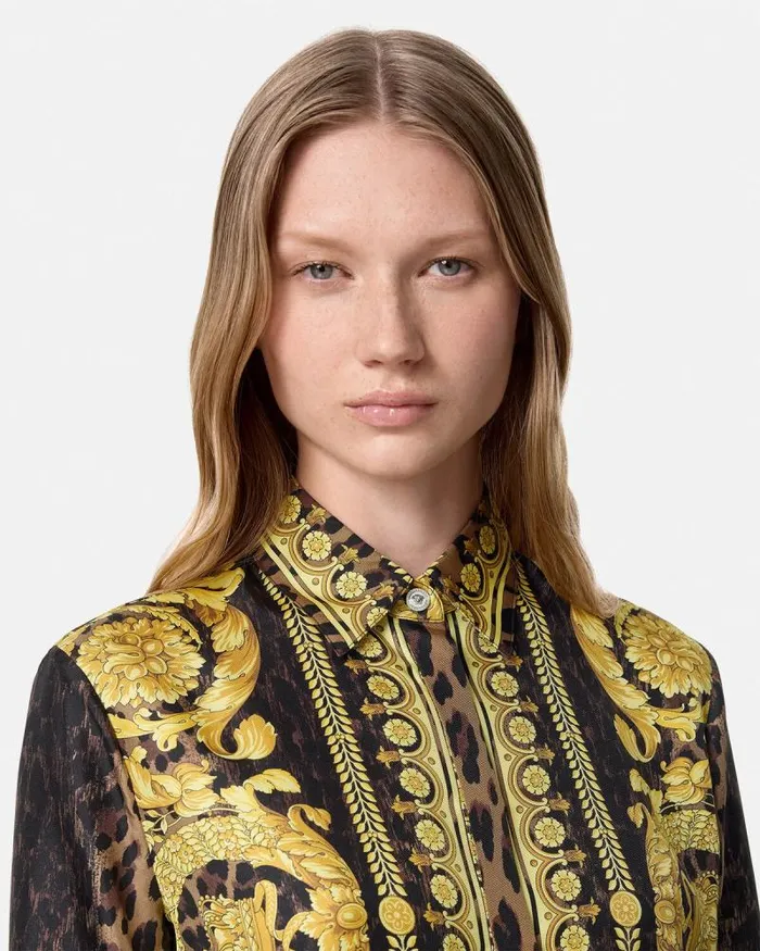 Wild Barocco Silk Shirt Animalier Women Versace Shirts and Tops