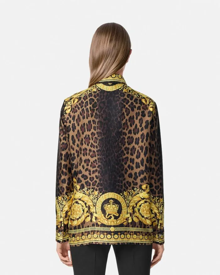 Wild Barocco Silk Shirt Animalier Women Versace Shirts and Tops