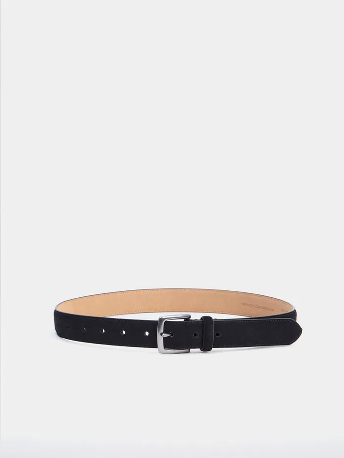 Woman Belts French Connection Suede Belt Blackgunmetal