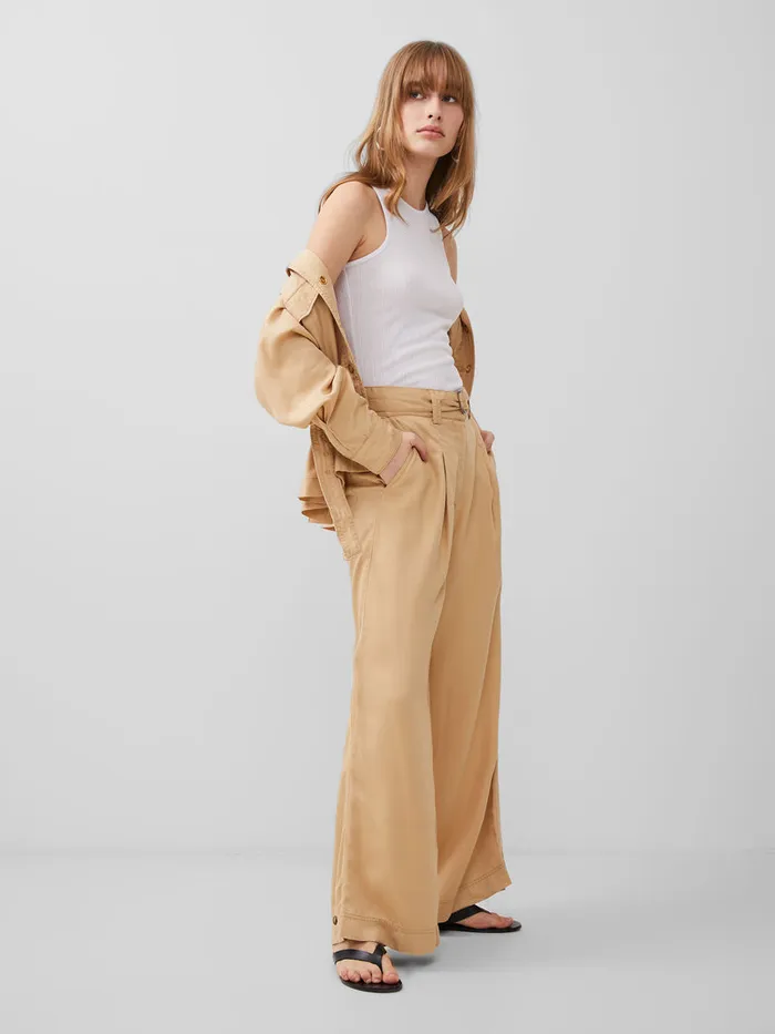 Woman CoOrds French Connection Elkie Twill Trousers Biscotti