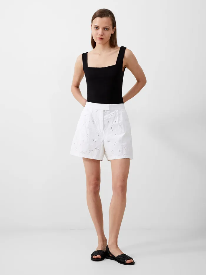 Woman CoOrds French Connection Rhodes Cotton Embroidered Shorts Linen White Woman CoOrds French Connection Rhodes Cotton Embroidered Shorts Linen White