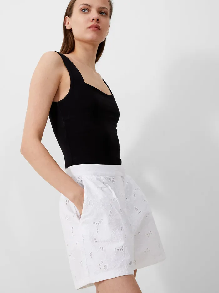Woman CoOrds French Connection Rhodes Cotton Embroidered Shorts Linen White Woman CoOrds French Connection Rhodes Cotton Embroidered Shorts Linen White