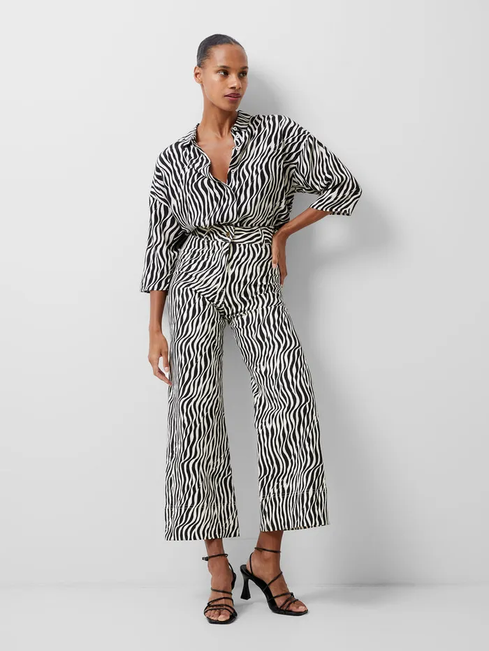 Woman CoOrds French Connection Seine Atena Twill Trousers Blackout Multi