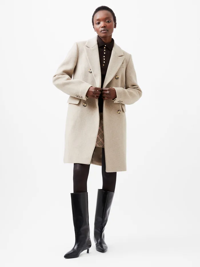 Woman Coats and Jackets French Connection Adele Felt Coat Beige Woman Coats and Jackets French Connection Adele Felt Coat Beige