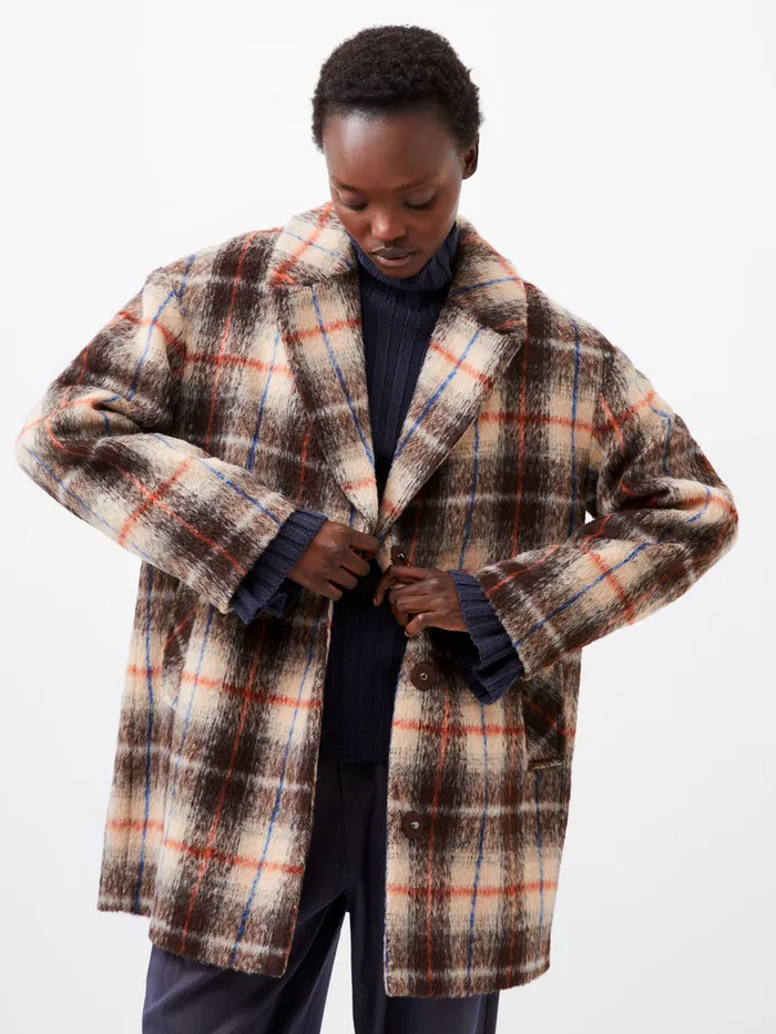 Woman Coats and Jackets French Connection Blake Check Coat Black Multi