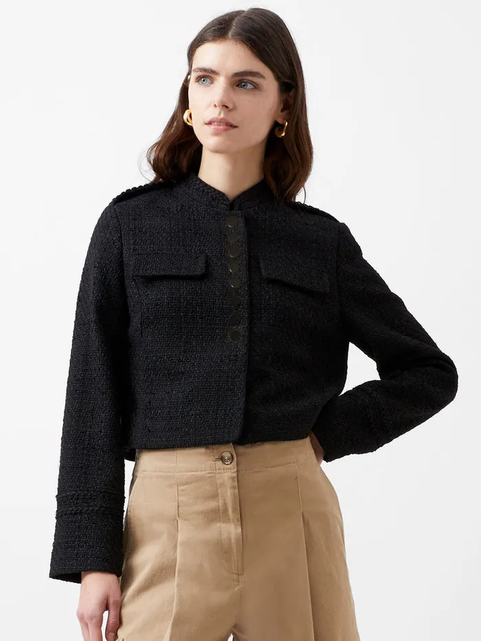 Woman Coats and Jackets French Connection Felice Tweed Military Jacket Blackout Woman Coats and Jackets French Connection Felice Tweed Military Jacket Blackout