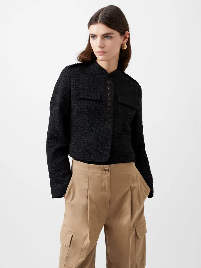 Woman Coats and Jackets French Connection Felice Tweed Military Jacket Blackout Woman Coats and Jackets French Connection Felice Tweed Military Jacket Blackout