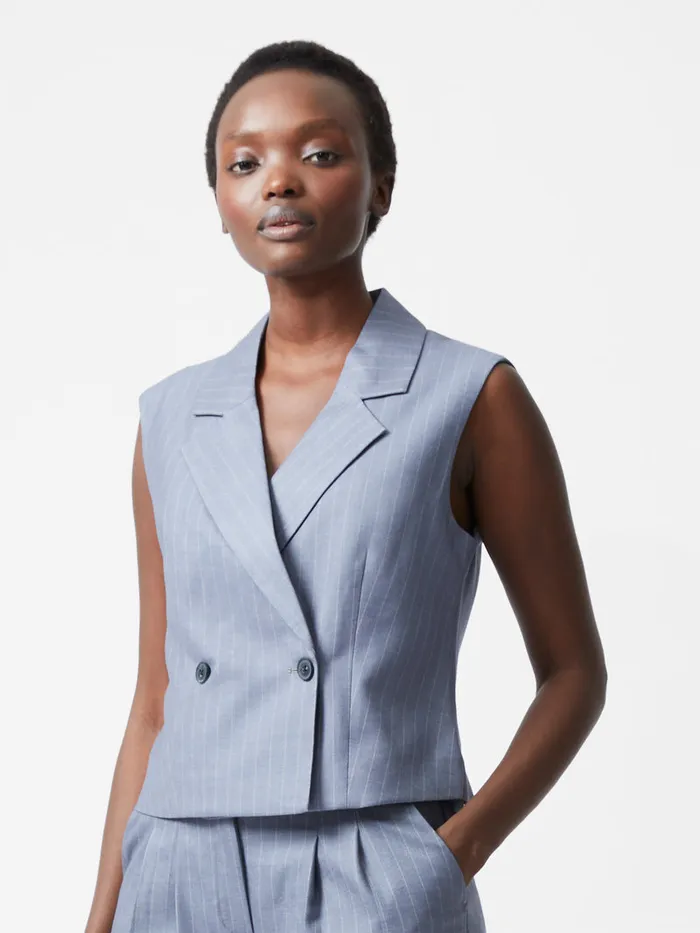 Woman Coats and Jackets French Connection Fiorella Pinstripe Waistcoat Grey