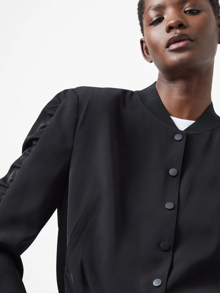 Woman Coats and Jackets French Connection Harrie Suiting Bomber Jacket Blackout Woman Coats and Jackets French Connection Harrie Suiting Bomber Jacket Blackout