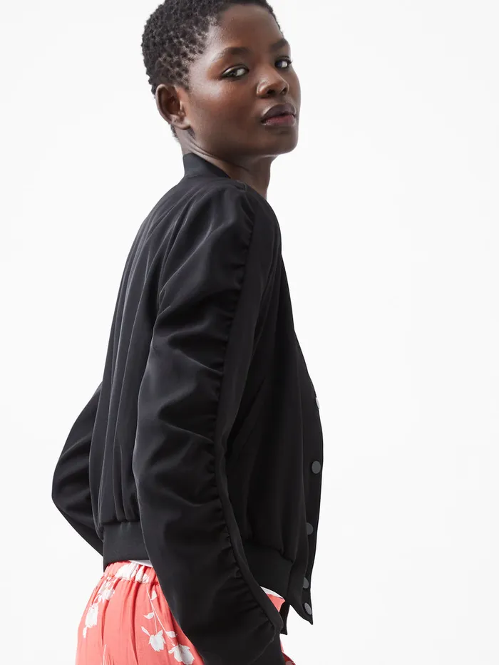 Woman Coats and Jackets French Connection Harrie Suiting Bomber Jacket Blackout Woman Coats and Jackets French Connection Harrie Suiting Bomber Jacket Blackout