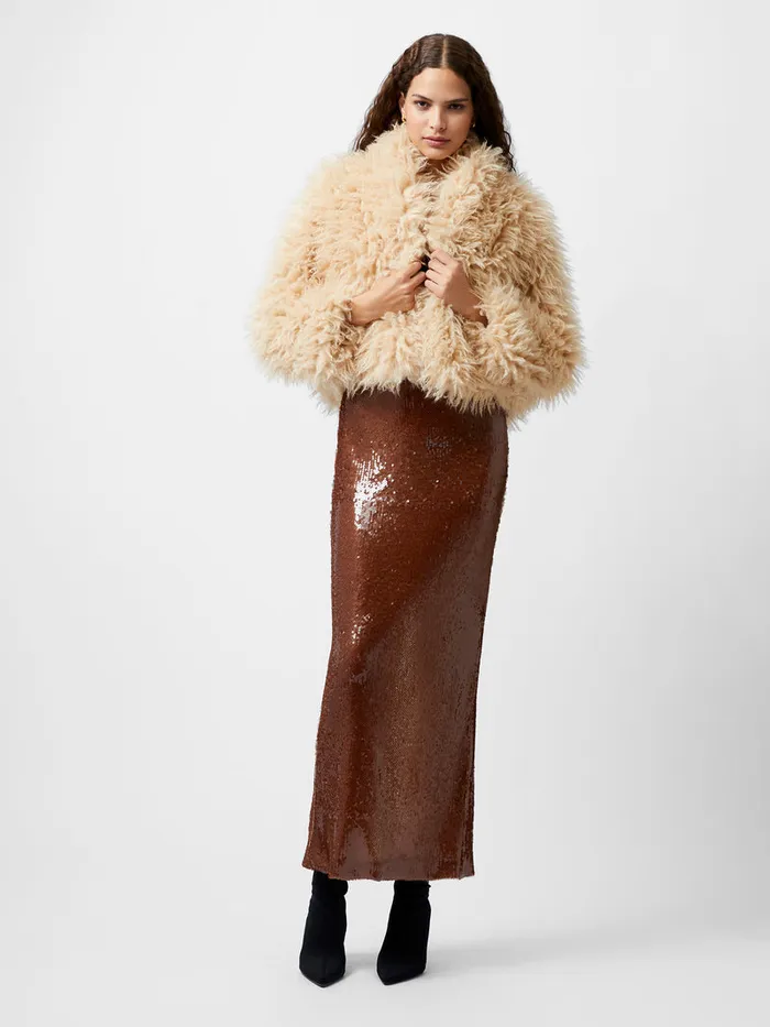 Woman Coats and Jackets French Connection Harvey Faux Fur Jacket Light Beige
