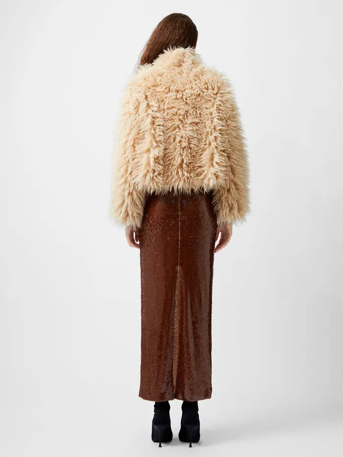 Woman Coats and Jackets French Connection Harvey Faux Fur Jacket Light Beige