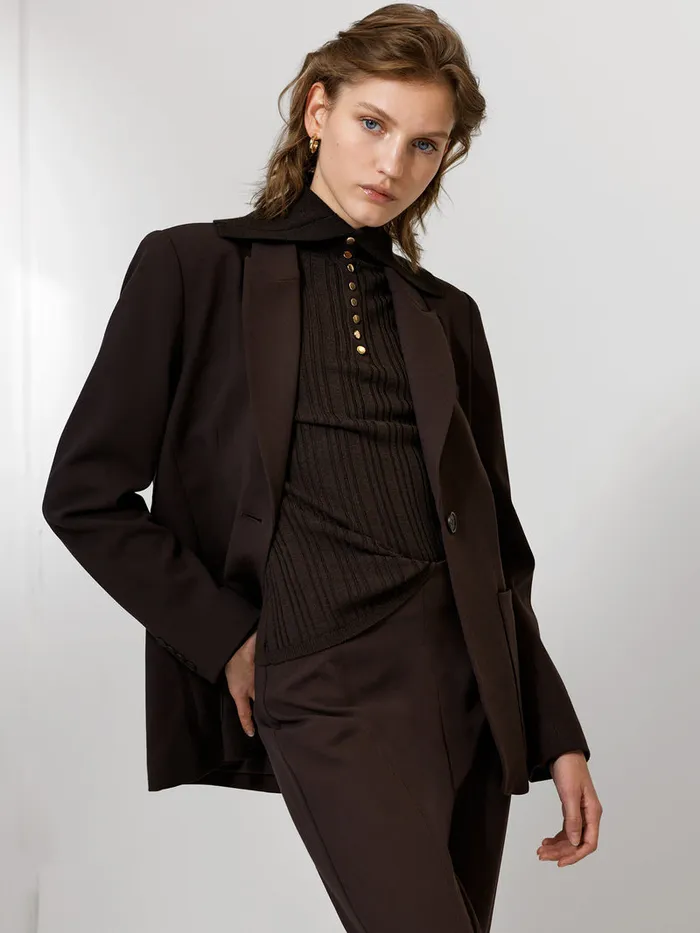 Woman Coats and Jackets French Connection Whisper Blazer Chocolate Ganache