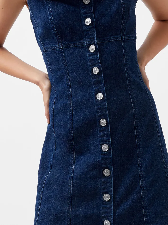 Woman Dresses French Connection Arywode Denim Dress Mid Wash Woman Dresses French Connection Arywode Denim Dress Mid Wash