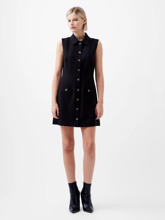 Woman Dresses French Connection Azra Twill Sleeveless Button Mini Dress Black Woman Dresses French Connection Azra Twill Sleeveless Button Mini Dress Black
