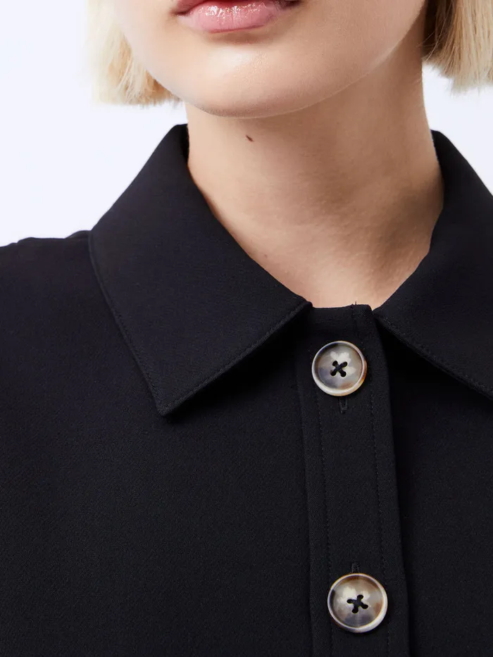 Woman Dresses French Connection Azra Twill Sleeveless Button Mini Dress Black Woman Dresses French Connection Azra Twill Sleeveless Button Mini Dress Black
