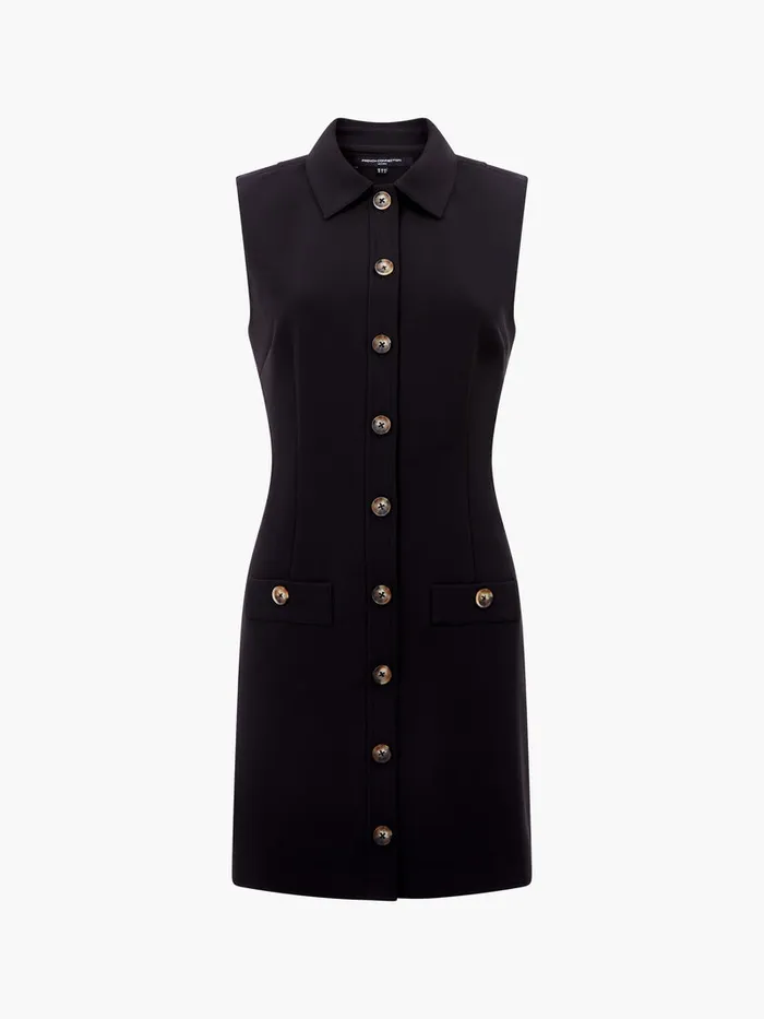 Woman Dresses French Connection Azra Twill Sleeveless Button Mini Dress Black Woman Dresses French Connection Azra Twill Sleeveless Button Mini Dress Black