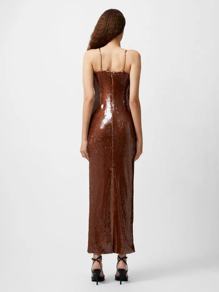 Woman Dresses French Connection Beatrice Sequin Strappy Corsage Maxi Dress Brown Sequin Woman Dresses French Connection Beatrice Sequin Strappy Corsage Maxi Dress Brown Sequin