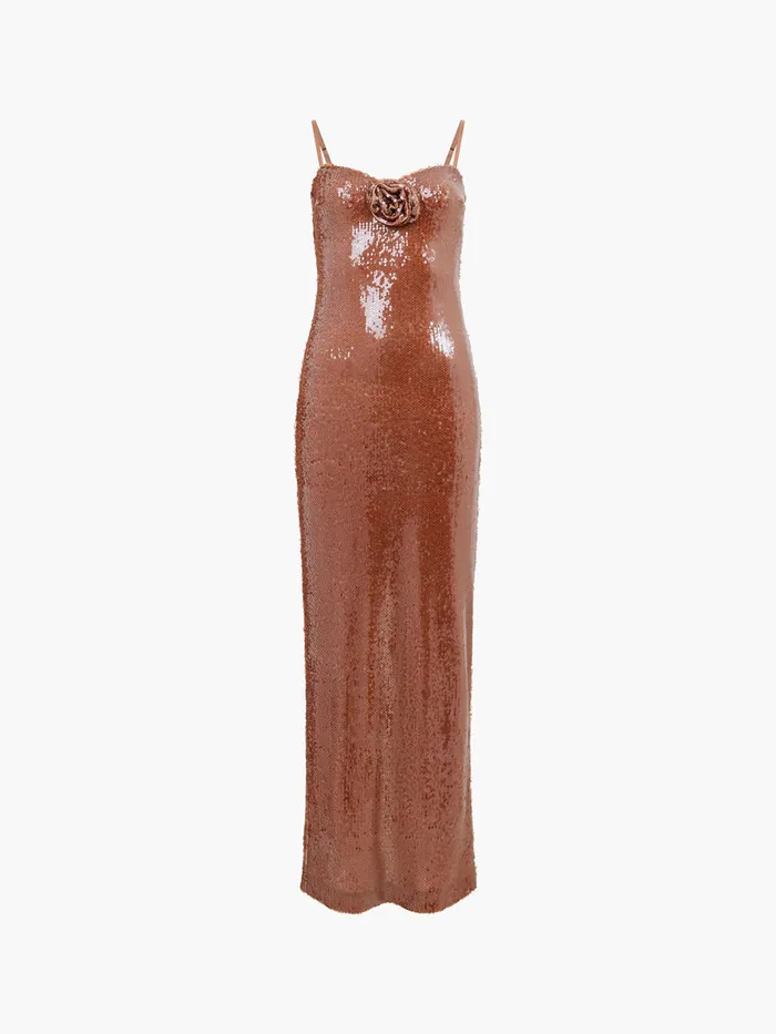 Woman Dresses French Connection Beatrice Sequin Strappy Corsage Maxi Dress Brown Sequin Woman Dresses French Connection Beatrice Sequin Strappy Corsage Maxi Dress Brown Sequin