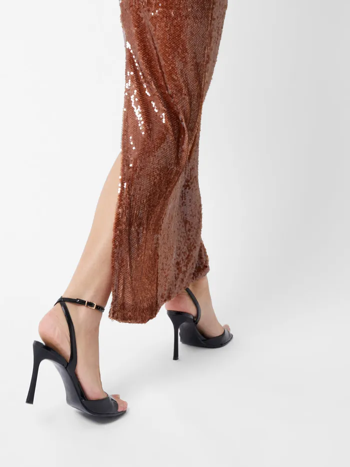 Woman Dresses French Connection Beatrice Sequin Strappy Corsage Maxi Dress Brown Sequin Woman Dresses French Connection Beatrice Sequin Strappy Corsage Maxi Dress Brown Sequin